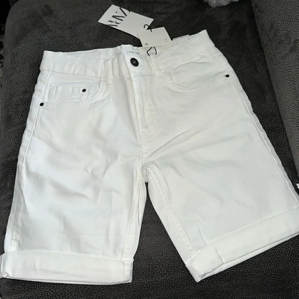 ZARA Kids White Basic Denim Shorts NWT Size 11/12